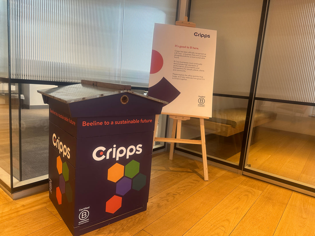 Cripps branded beehive supporting their ESG and commitment to sustainability