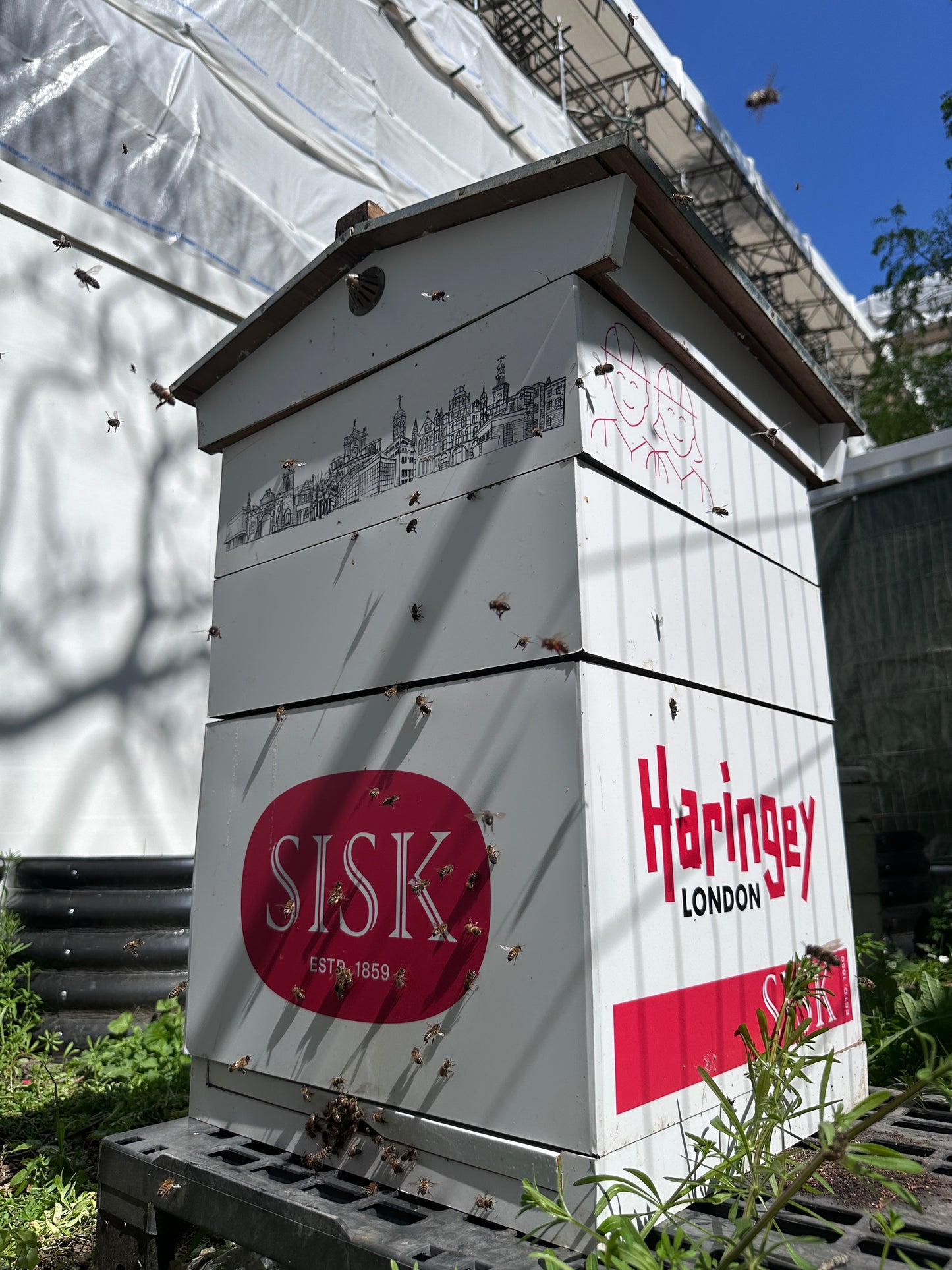 Branded Beehive & Bees – Delivered & Installed (Client Maintains Hive & Bees)